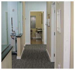 hallway to a dental examination room